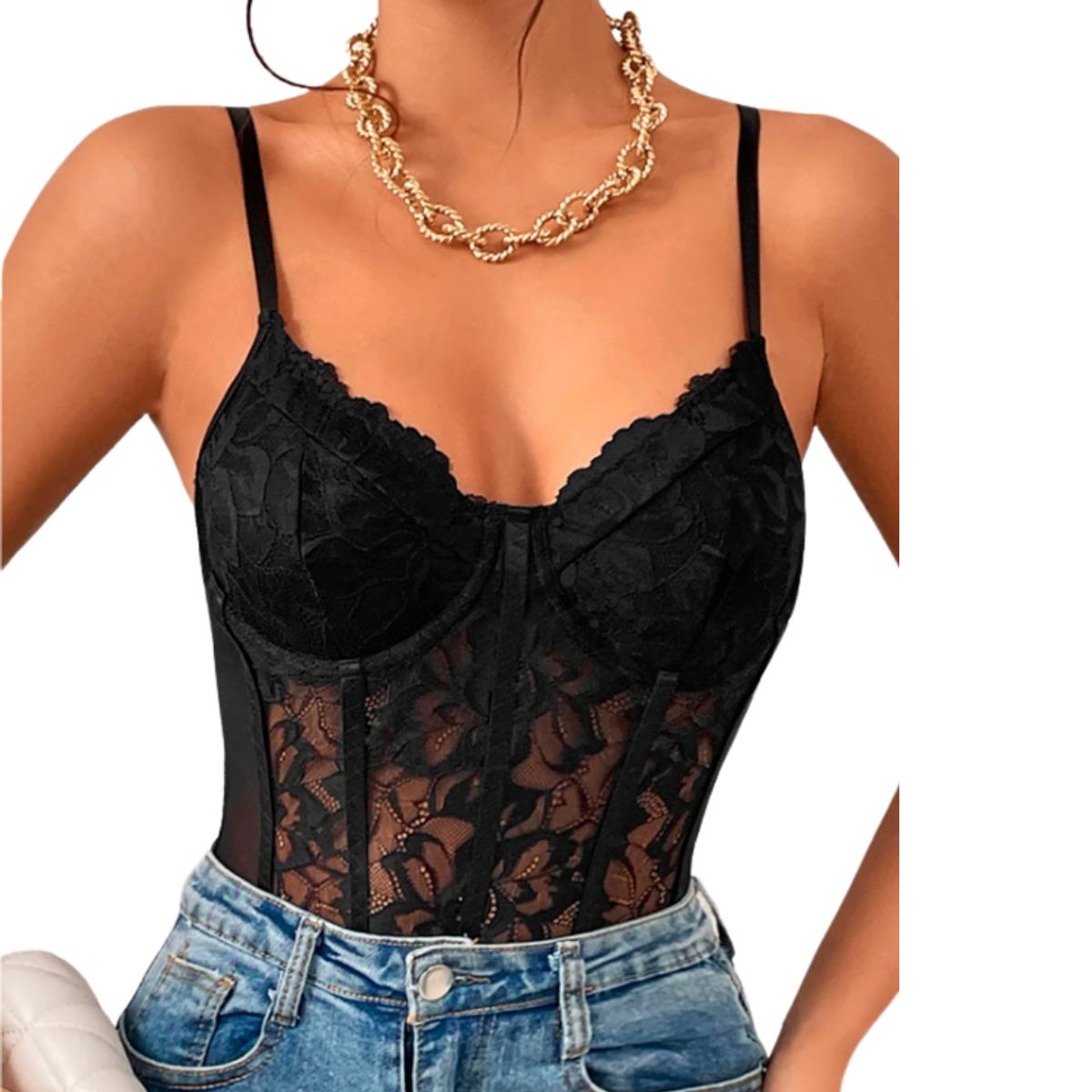 GENERICO - Body Teddy Encaje licra y tul