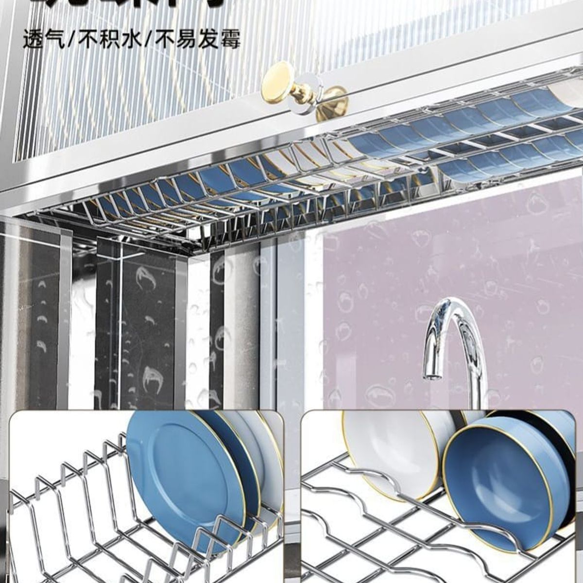 GENERICO - escurridor de platos con tapa de 85cm de acero inoxidable