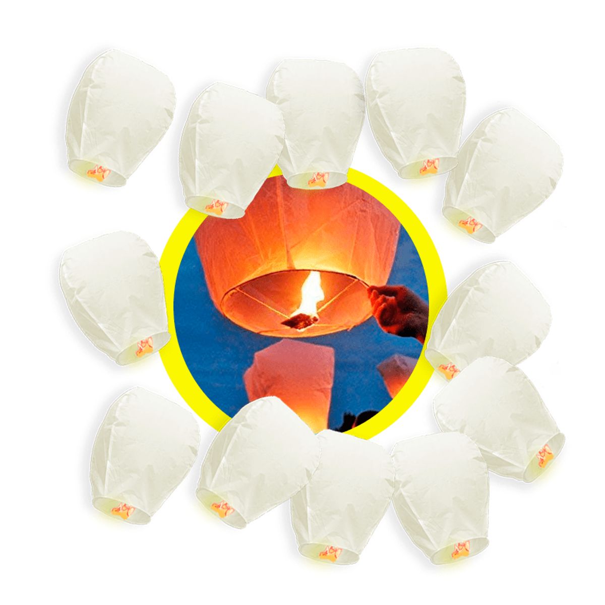 GENERICO - Globos DE LOS DESEOS  PACK 12 UNID SOLO COLOR BLANCO