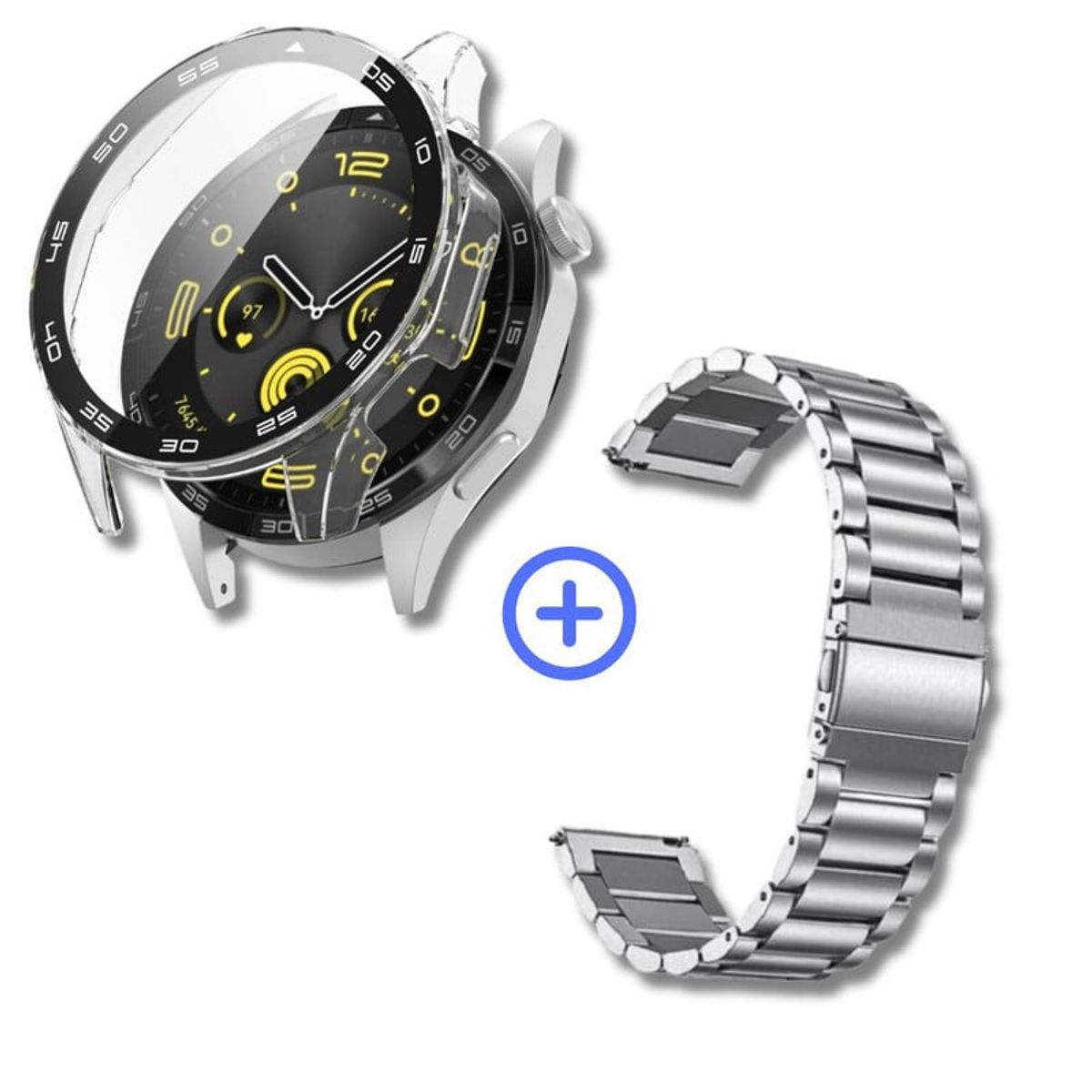 GENERICO - Pack case protector + correa plateado para Huawei watch GT3 46 MM