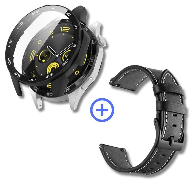 GENERICO - Pack case protector + correa cuero negro para Huawei watch GT4 46MM