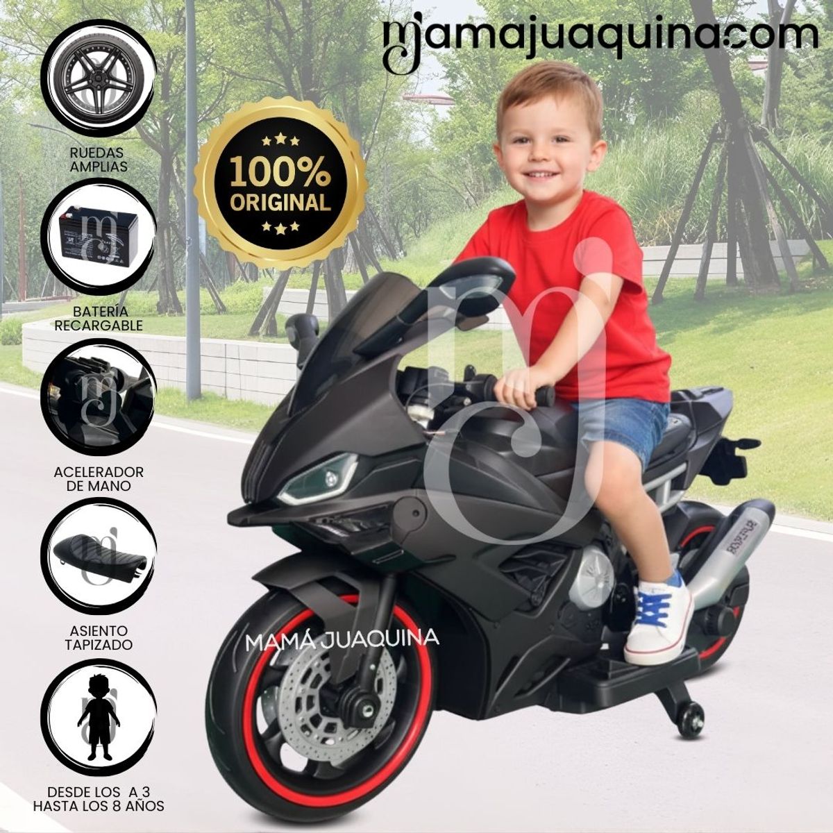 CONFORT - Moto a Batería para Niños «ILLINOIS» Licenced Black