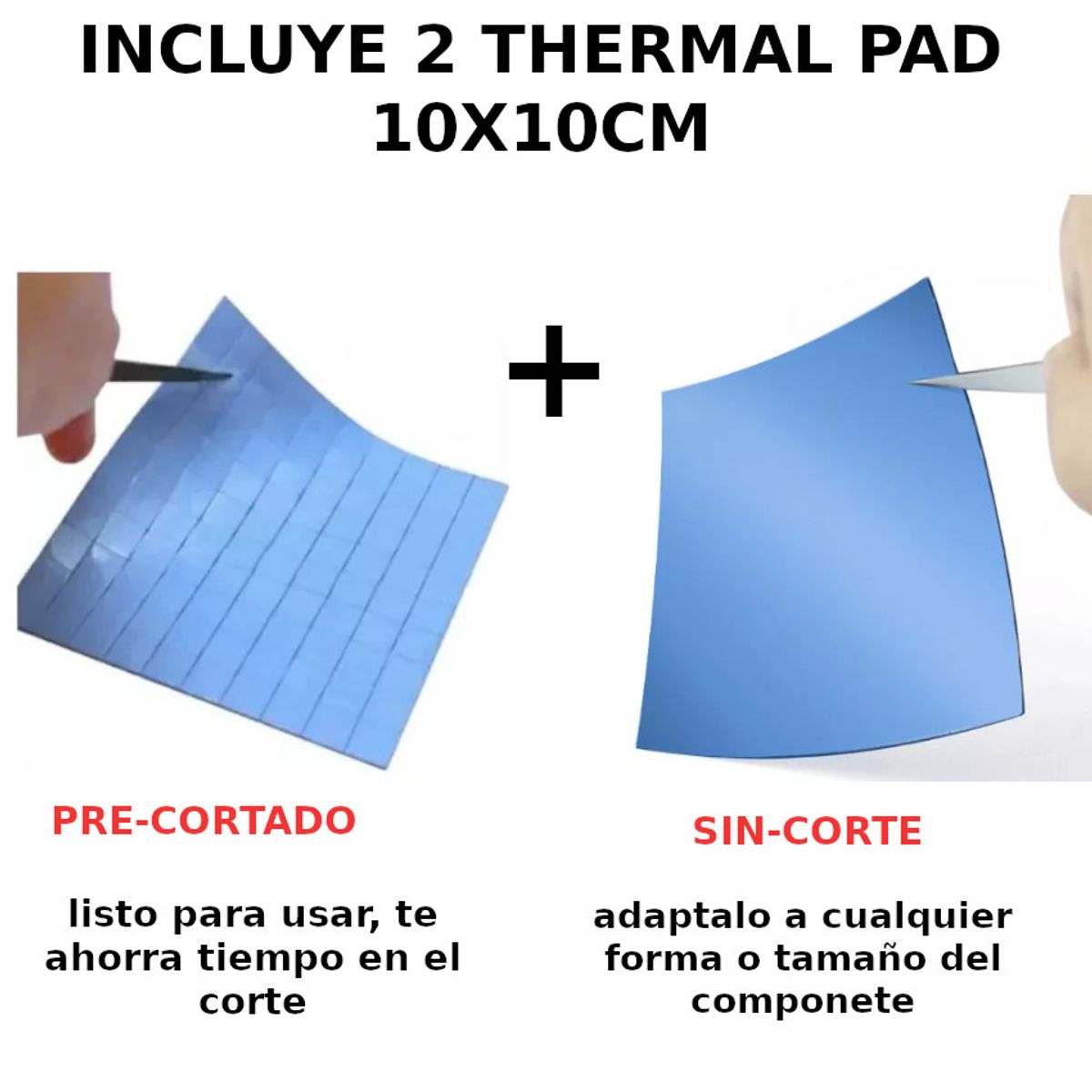 GENERICO - SET 2 THERMAL PAD 1mm Disipador calor térmico chips gpu ssd arduino