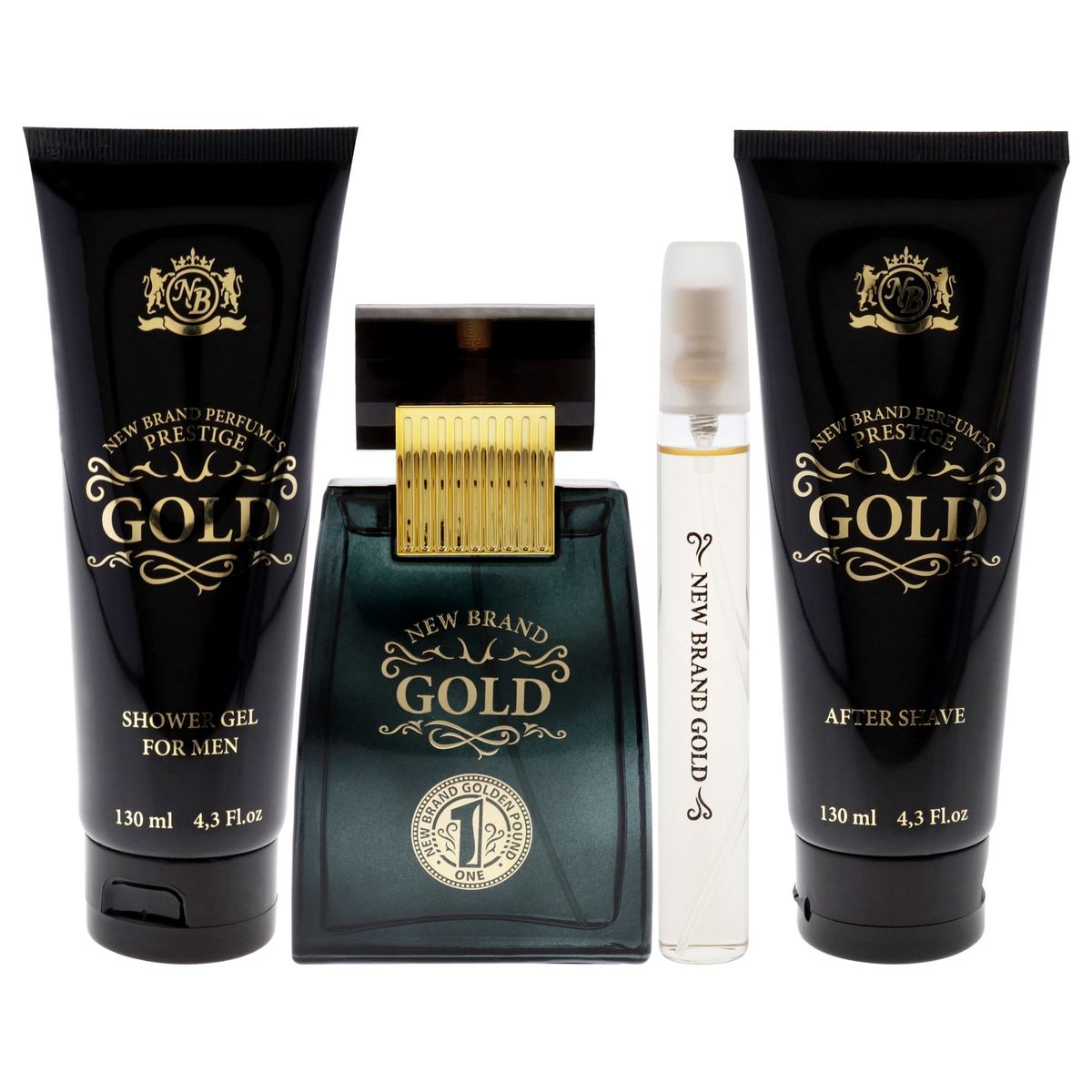 NEW BRAND - Gold Gift Set EDT100ml+MiniEDT15ml+Gel+Loción New Brand