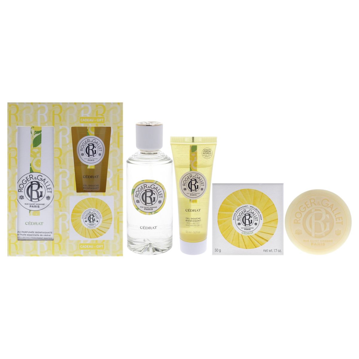 ROGER & GALLET - Cedrat AguaPerfumada+Jabón+Gel Gift Set Roger & Gallet