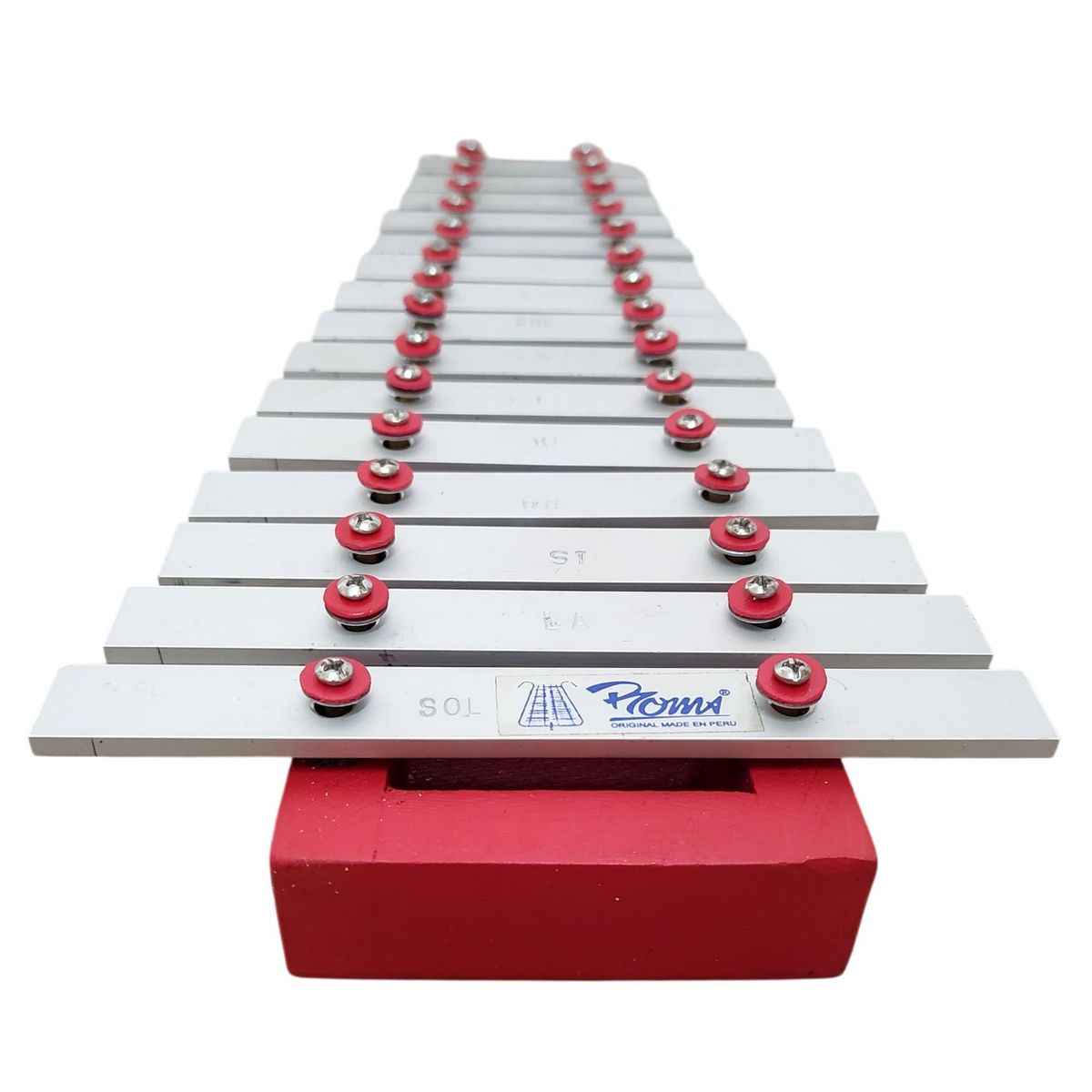 GENERICO - Xilofono Nacional Metalofono 2/8 Octavas de 15 teclas - Rojo