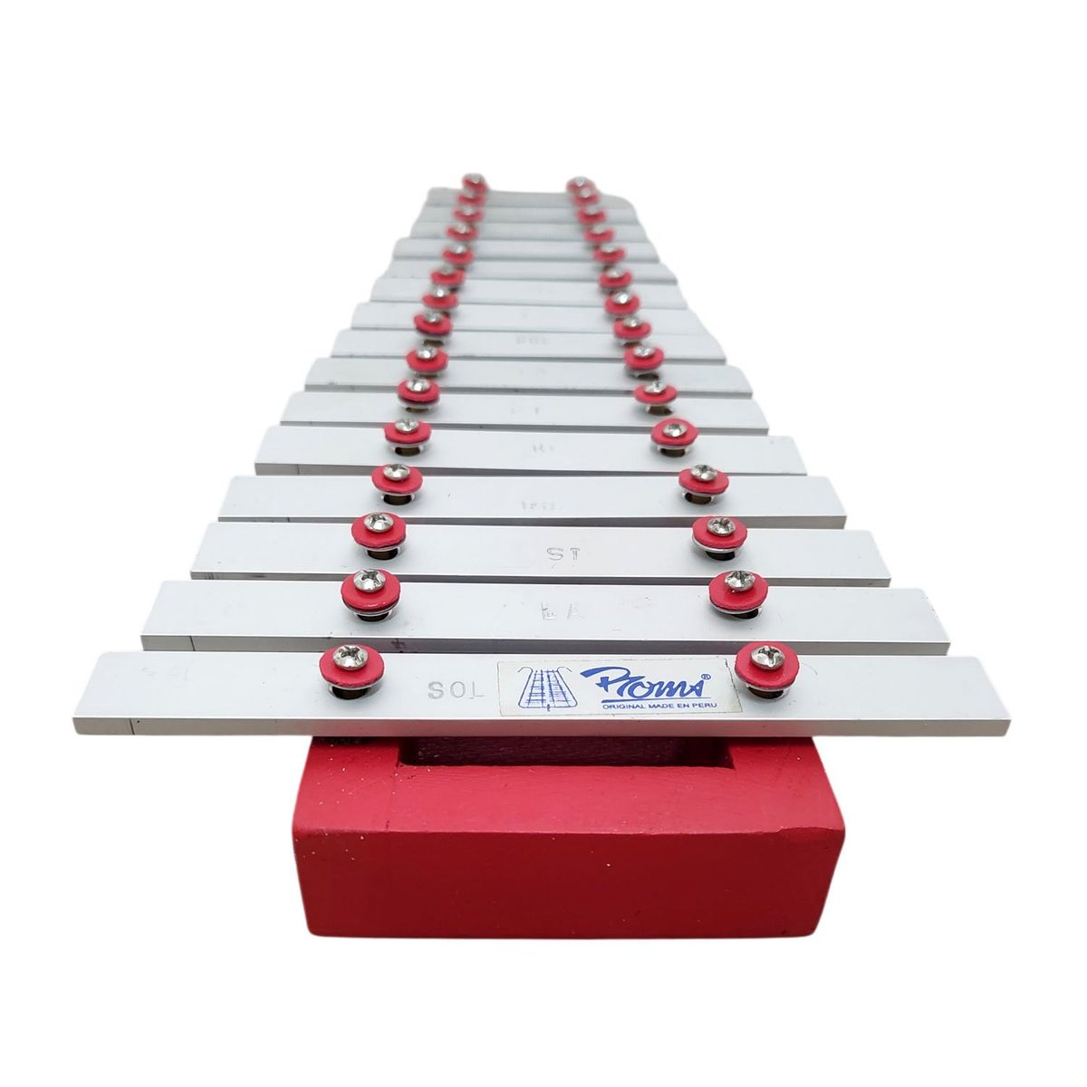 GENERICO - Xilofono Nacional Metalofono 2/8 Octavas de 15 teclas - Rojo