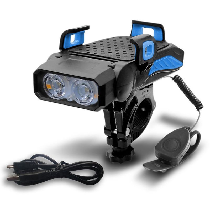 GENERICO - linterna Luz led timbre bocina power para bicicleta 4 en1