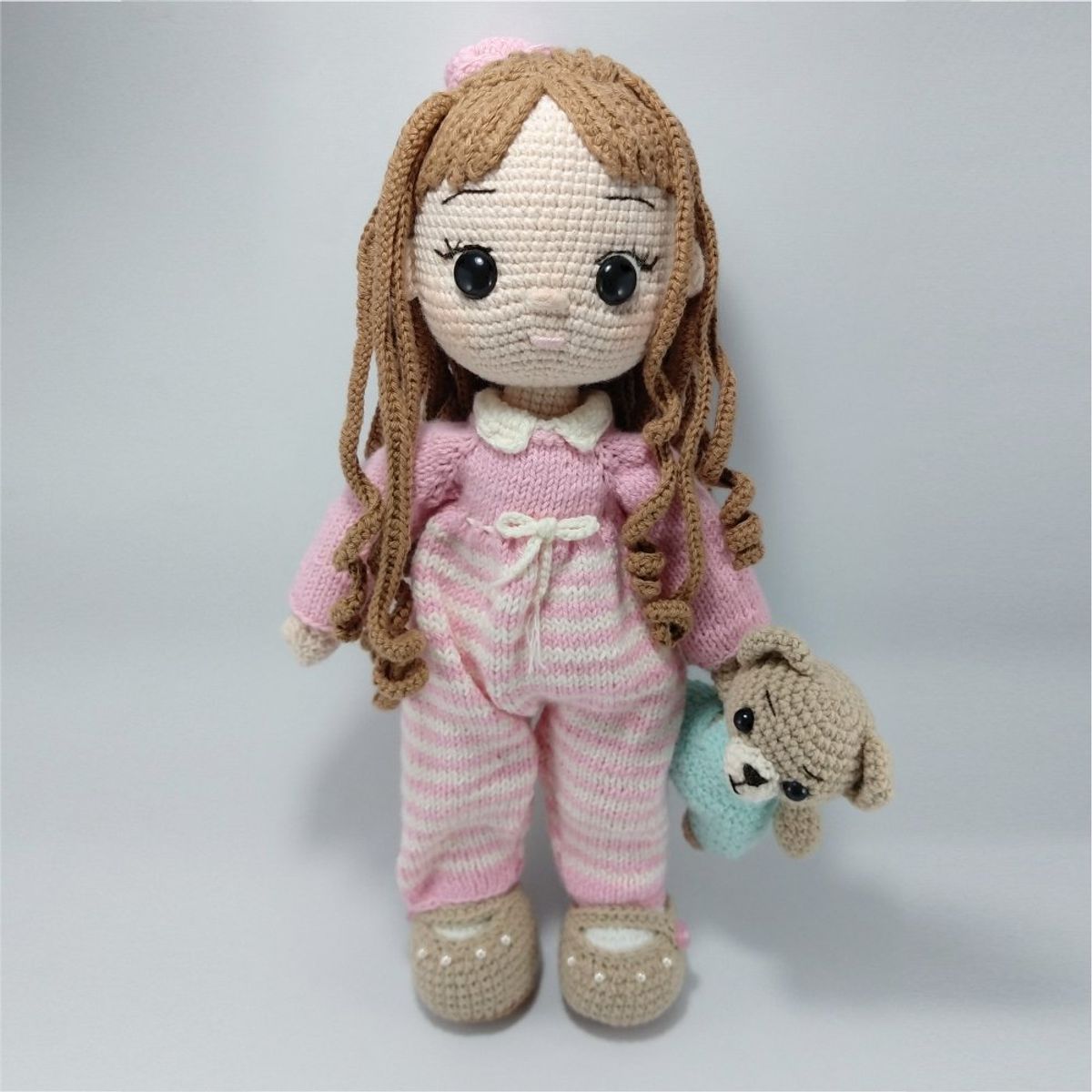 GENERICO - Muñeca amigurumi con osito 34cm Peluche Adorno