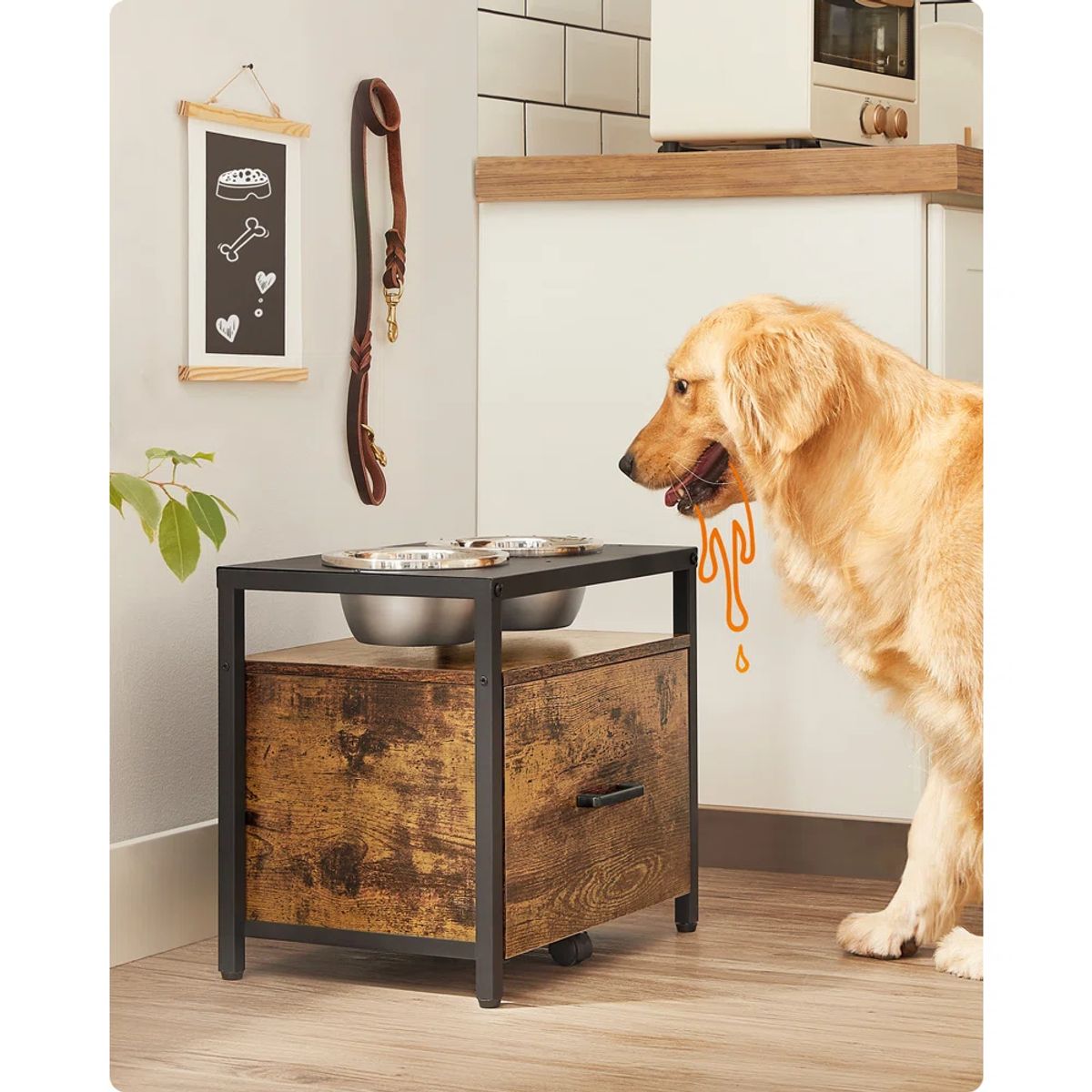 TU MESITA - Mueble para Perros Anton 2 platos TU MESITA MarrónNegro