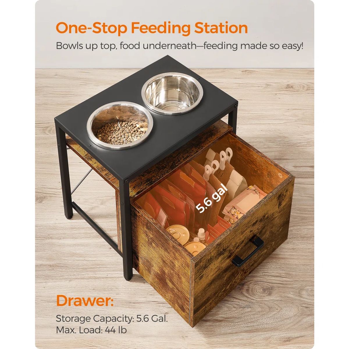 TU MESITA - Mueble para Perros Anton 2 platos TU MESITA MarrónNegro