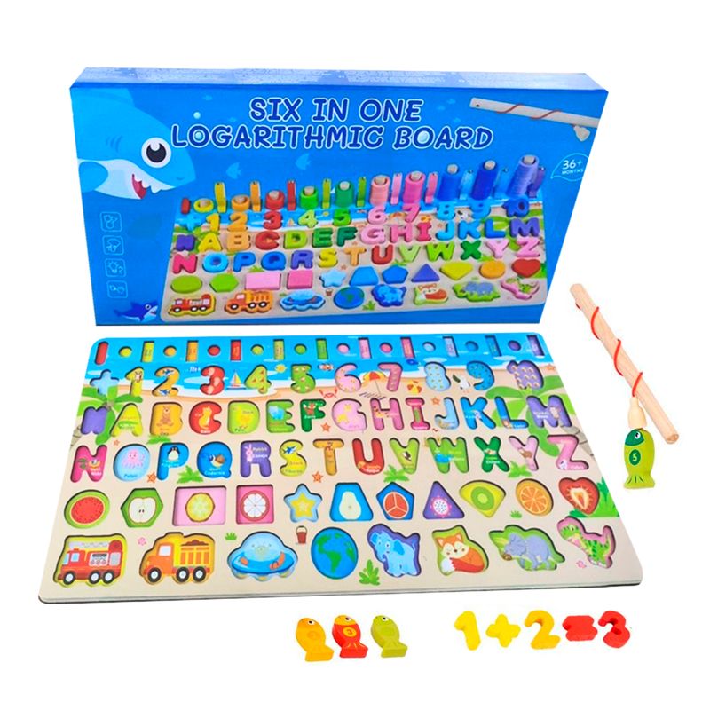 GENERICO - Tablero Montessori 6 en 1 Pesca Magnetica y Encajes