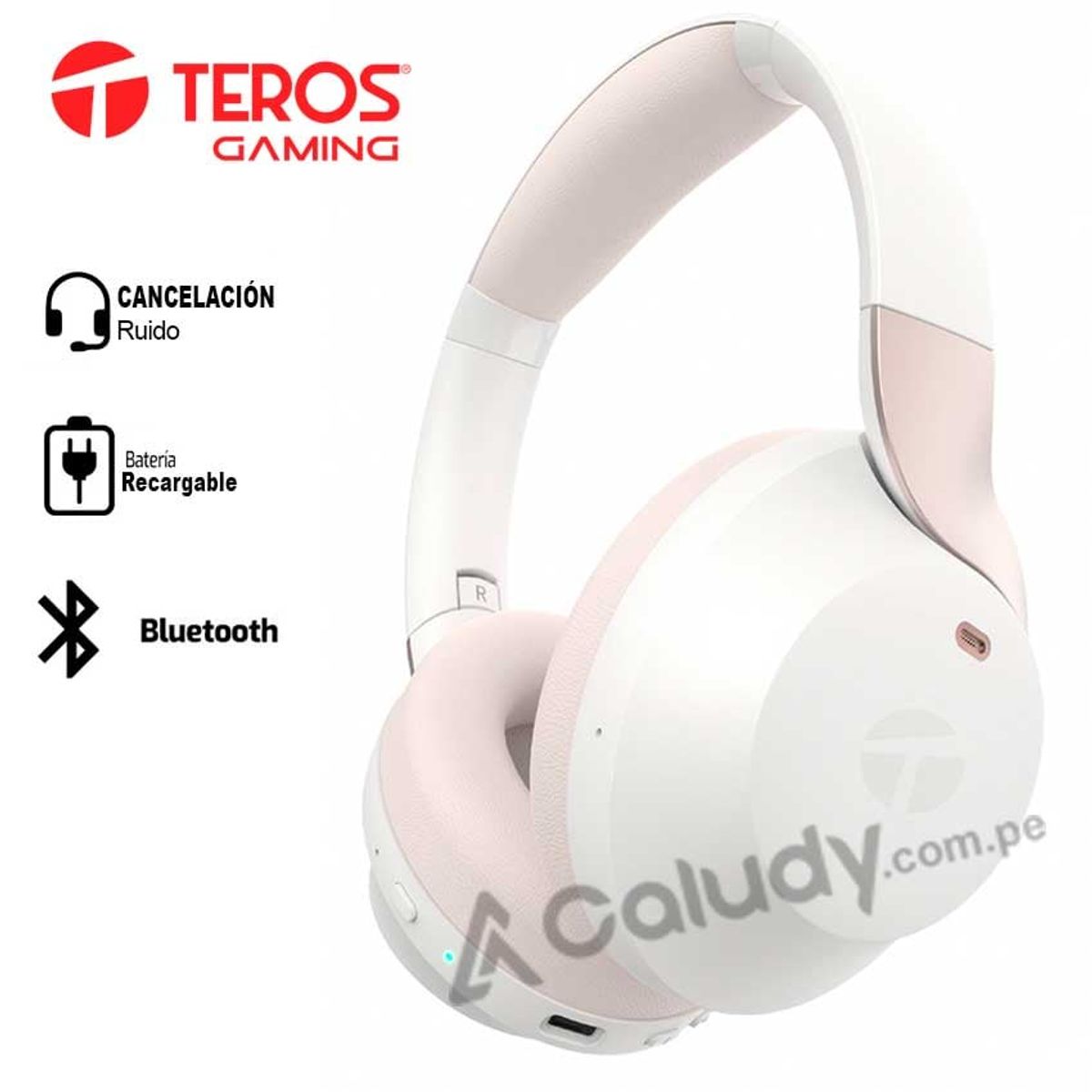 TEROS - Audífono inalámbrico ANC TEROS TE-8033WP HEADSET blanco