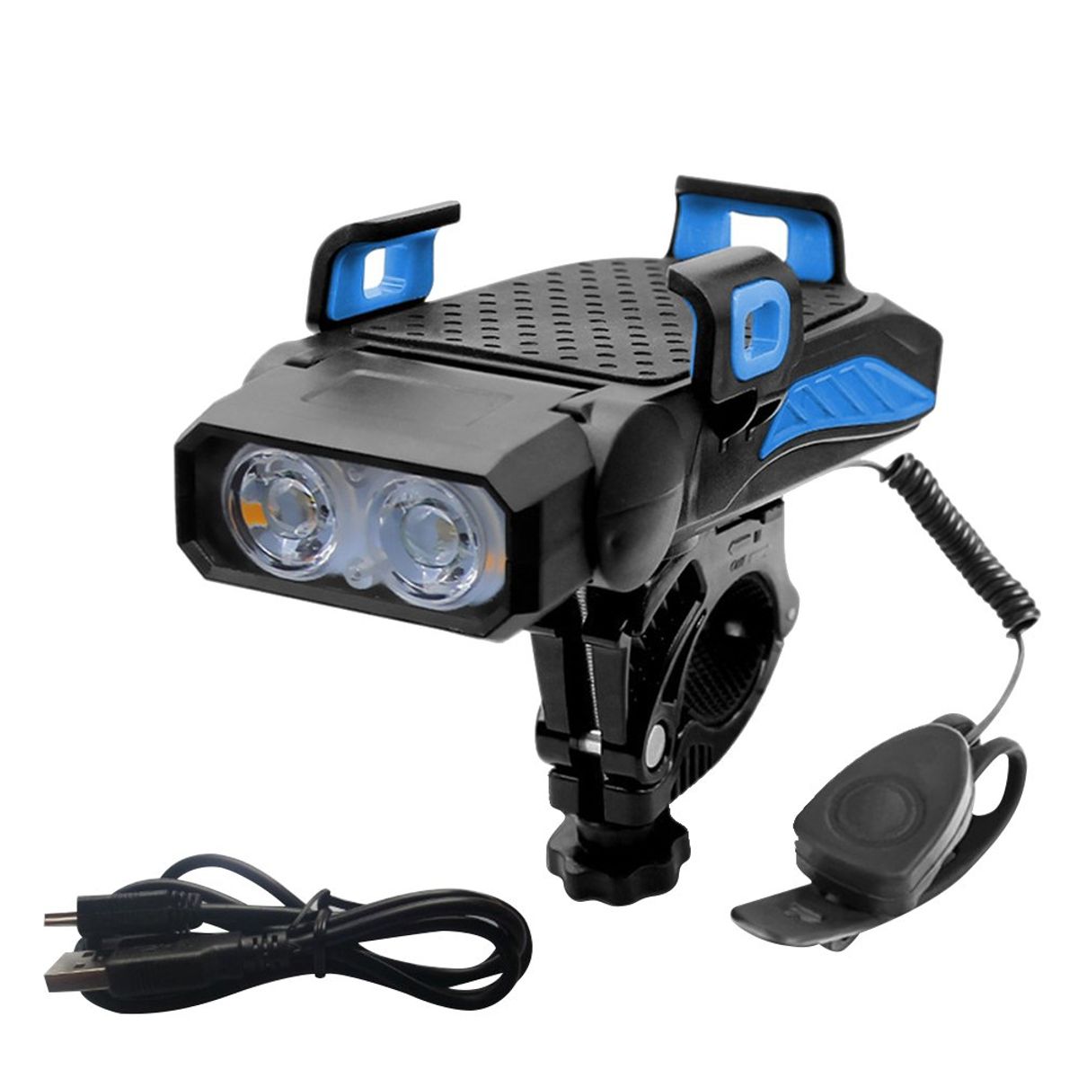 GENERICO - Linterna luz led / timbre/ power bank para bicicleta 4 en 1