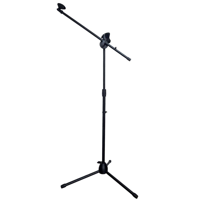 GENERICO - Pedestal Tripode Parante De 2 Microfonos de Metal - Negro