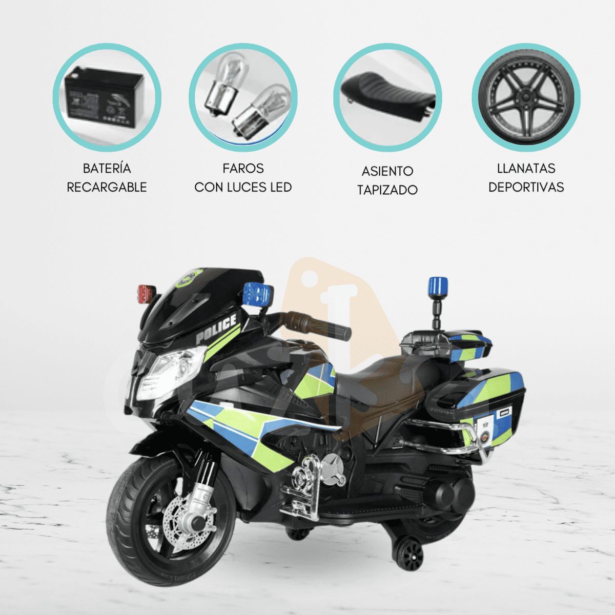 CUZKA - Moto a Batería para Niños «ELITE POLICE» Black