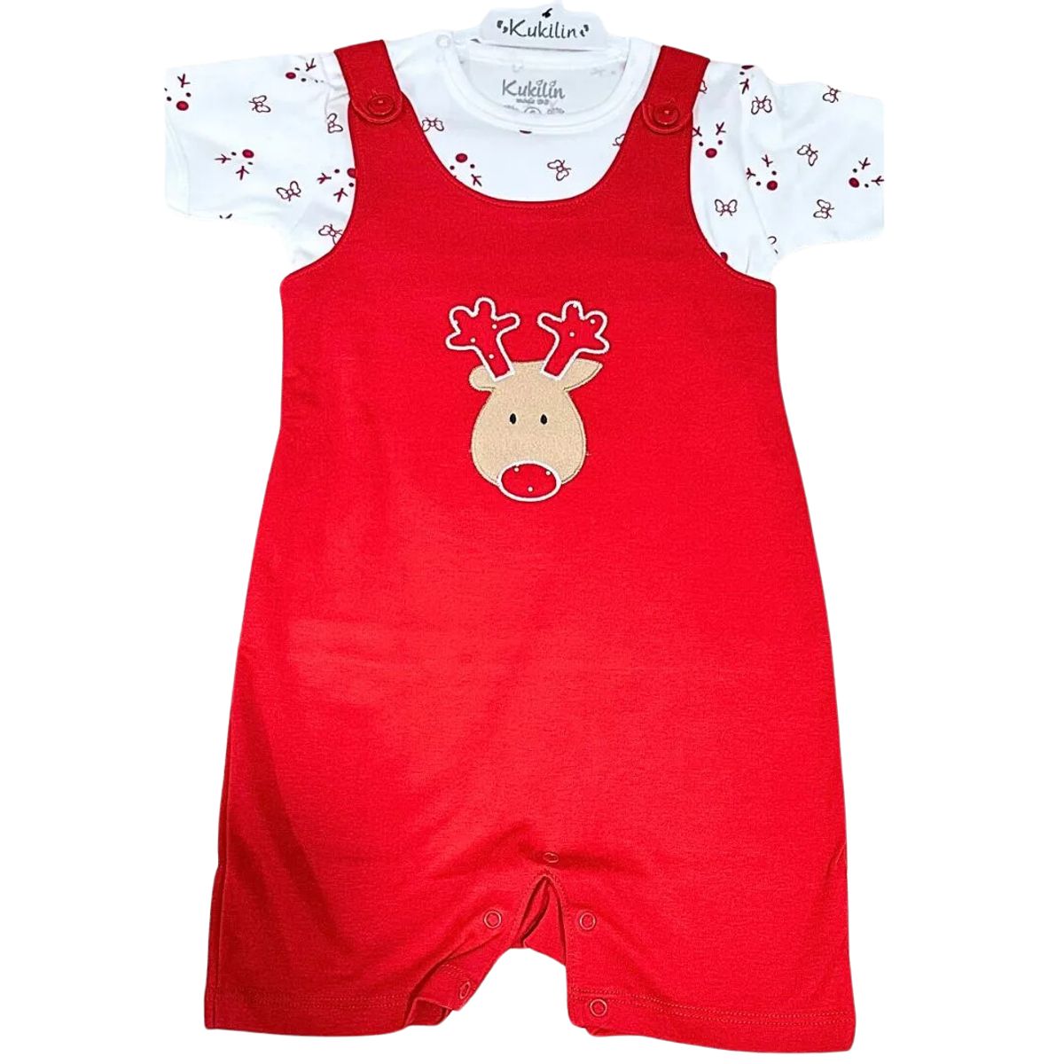 GENERICO - Conjunto Overol De Algodón Rojo Más Polo Talla 4