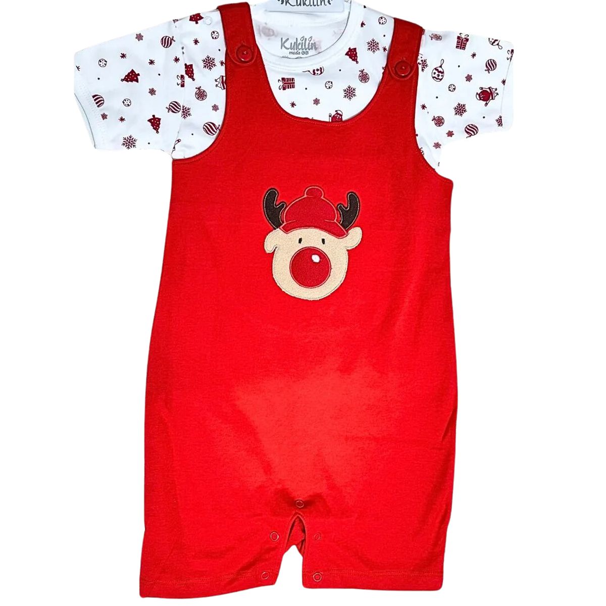 GENERICO - Conjunto Overol De Algodón Rojo Más Polo Talla 6