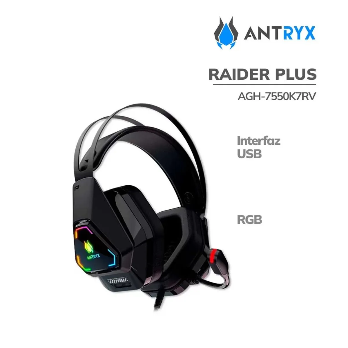 ANTRYX - AUDIFONO GAMER ANTRYX RAIDER PLUS (AGH-7550K7RV) 7.1 VIRTUAL BLACK