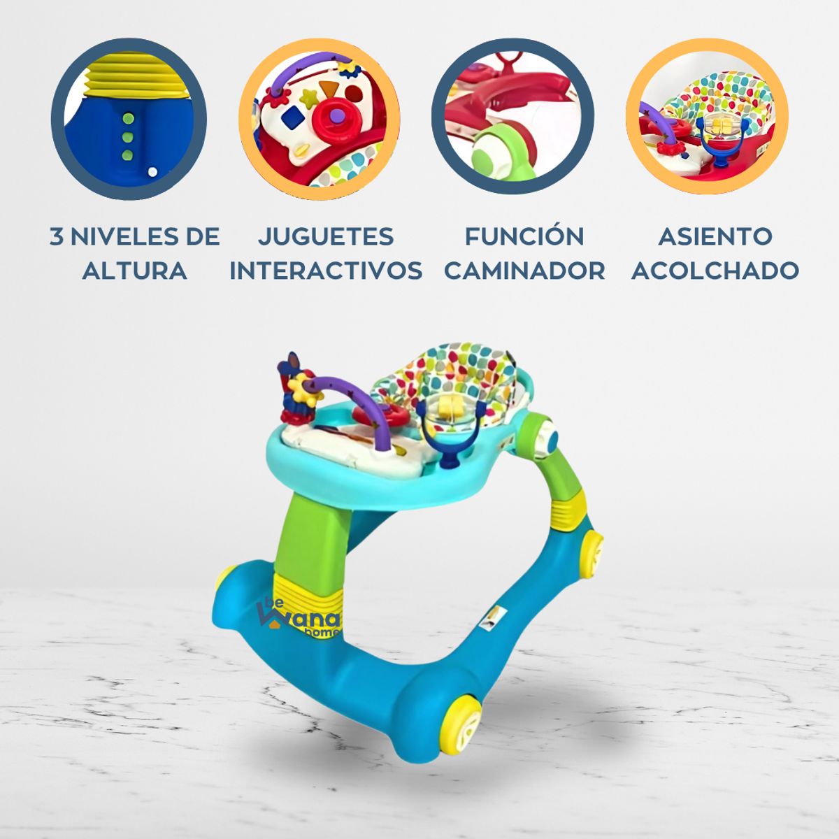 CUZKA - Andador Caminador 2 en 1 «WALKER PRO» Ligth Blue