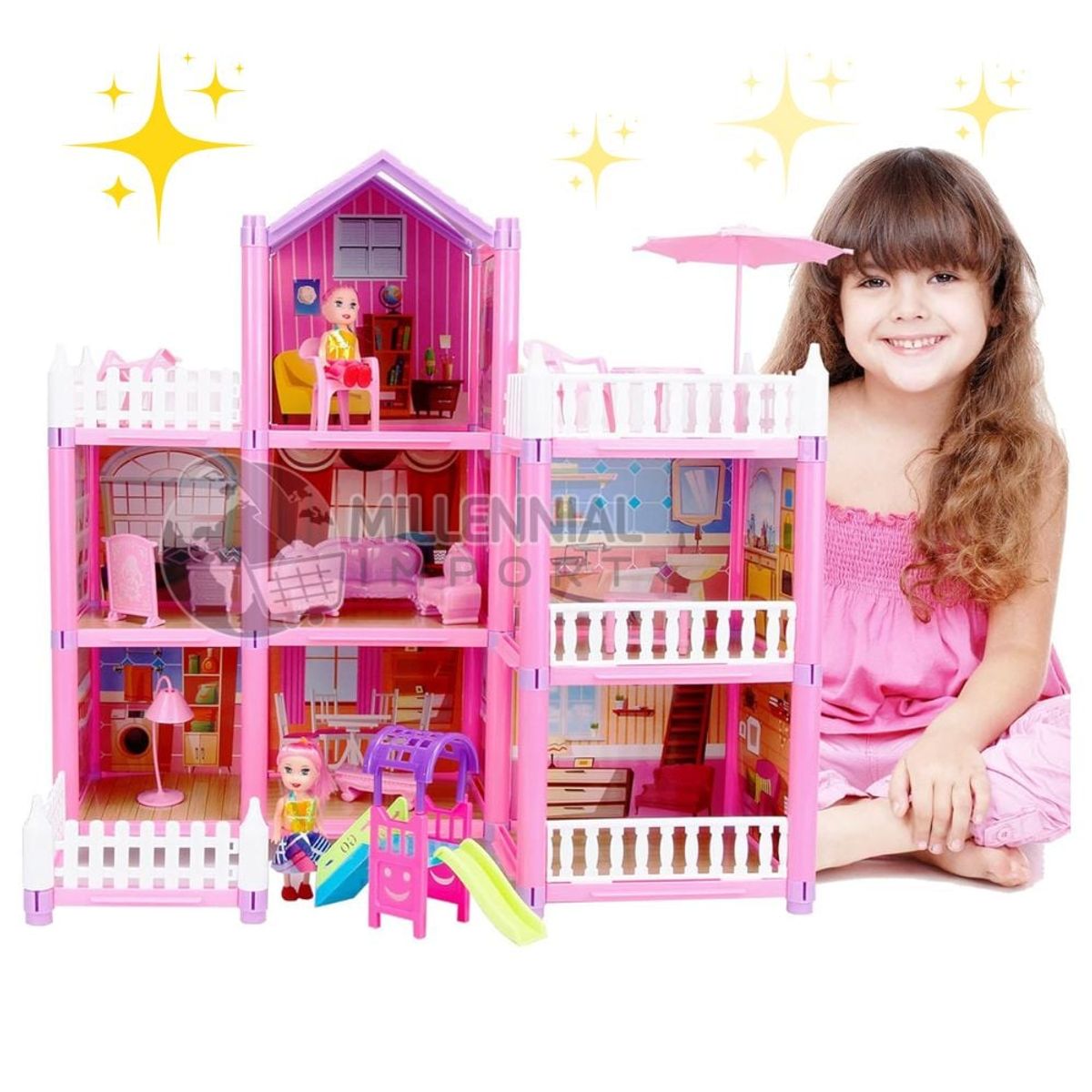 GENERICO - Dream House Casa Castillo de Muñecas de 3 Pisos Amoblada