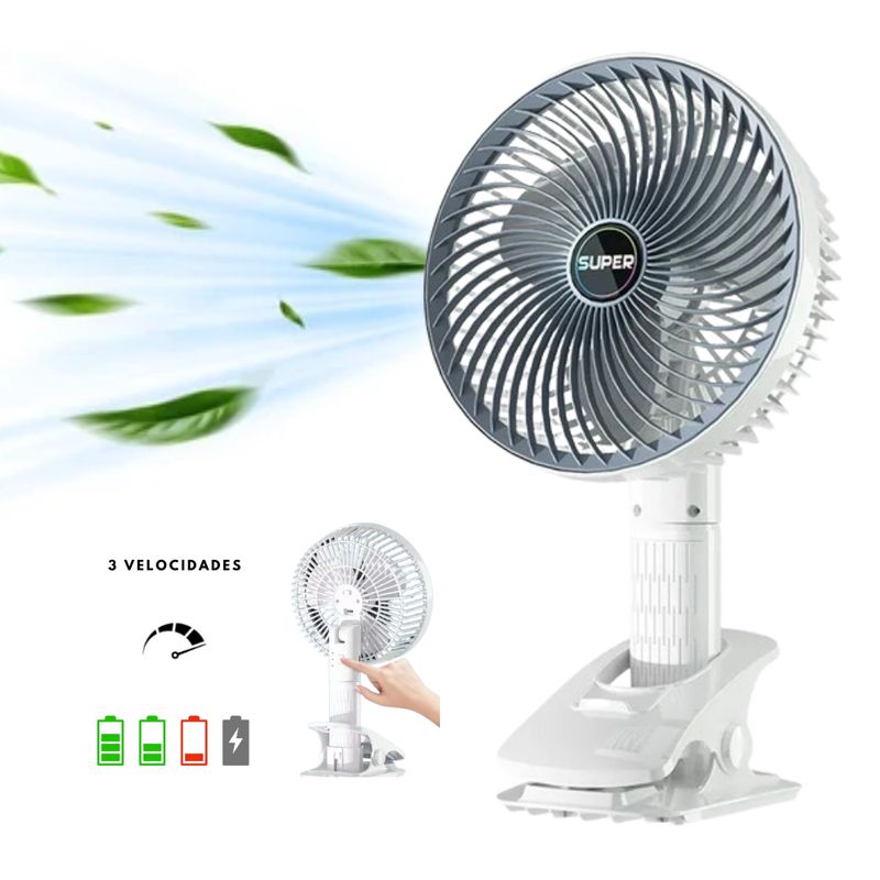 SEISA - Ventilador portátil recargable USB con Clip para escritorio y oficina