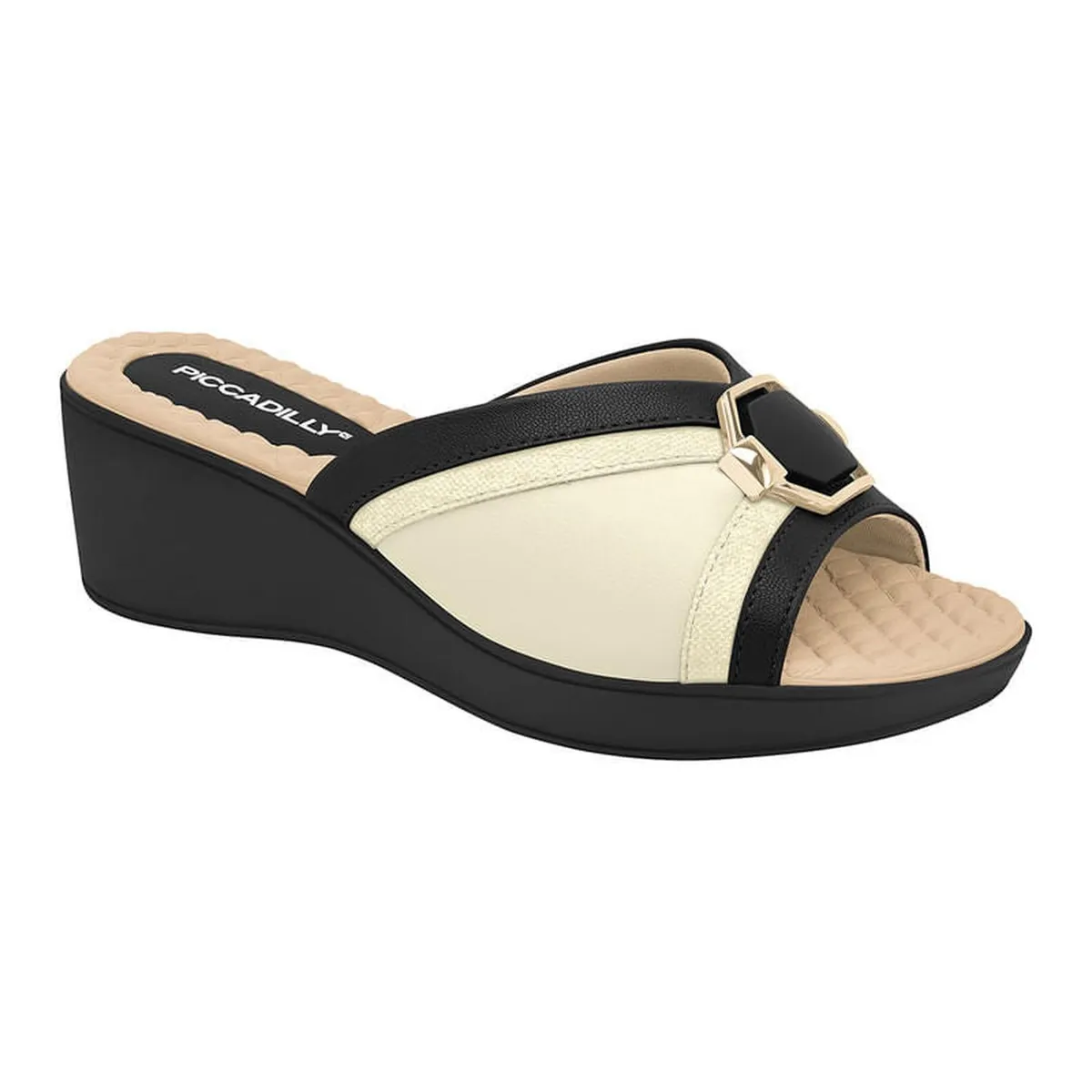 PICCADILLY - SANDALIA MUJER PICCADILLY CASUAL PRETO/NATURAL/OFF WHITE 54038100000008
