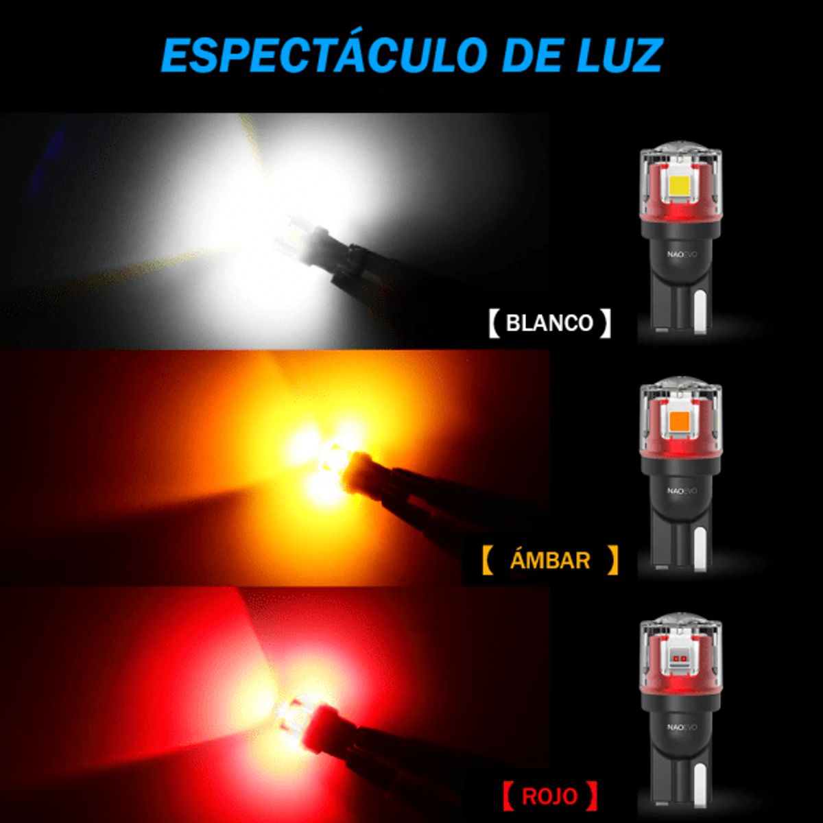 NAOEVO - LED T10 Lagrima Serie N5 Blanco 1000LM NAOEVO para Auto