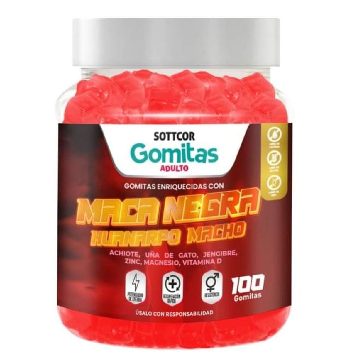 GENERICO - MACA NEGRA HUANARPO MACHO GOMITAS SOTTCOR 100 GR
