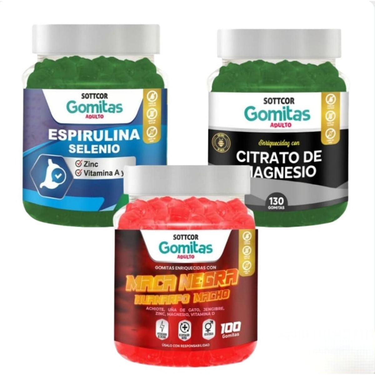 GENERICO - MACA NEGRA + ESPIRULINA SELENIO + CITRATO DE MAGNESIO GOMITAS SOTTCOR
