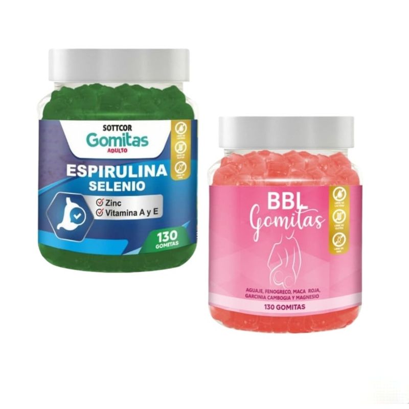 GENERICO - AGUAJE BBL EN GOMITAS + ESPIRULINA SELENIO SOTTCOR PACK 2
