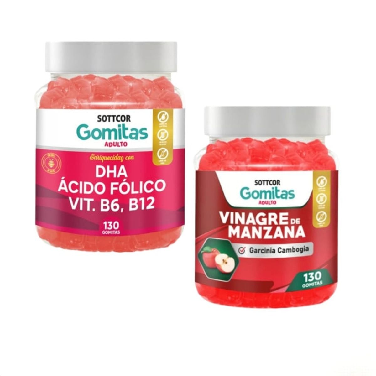 GENERICO - GOMITAS DE VINAGRE DE MANZANA + DHA ACIDO FOLICO SOTTCOR X2