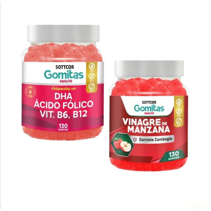 GENERICO - GOMITAS DE VINAGRE DE MANZANA + DHA ACIDO FOLICO SOTTCOR X2