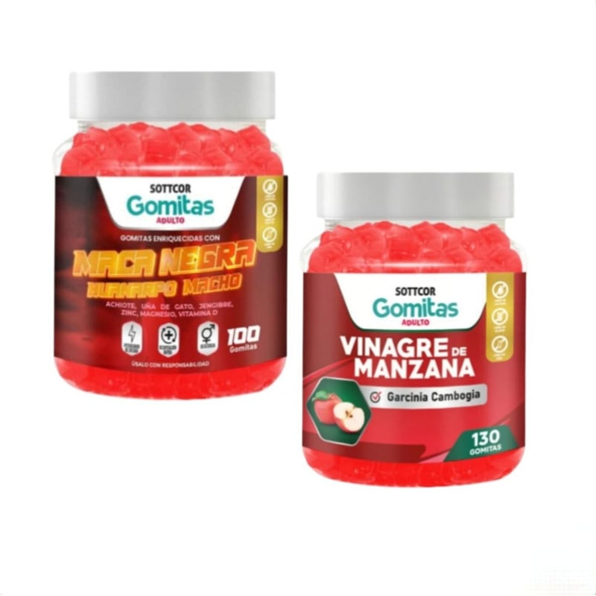GENERICO - GOMITAS DE VINAGRE DE MANZANA + MACA NEGRA HUANARPO MACHO SOTTCOR X2