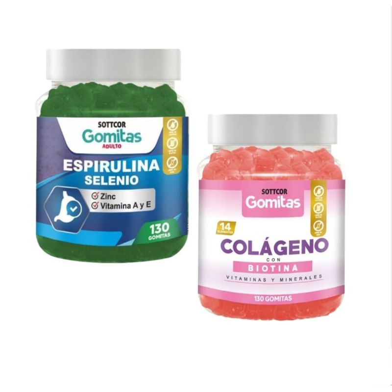 GENERICO - GOMITAS DE COLAGENO CON BIOTINA + ESPIRULINA SELENIO SOTTCOR X2