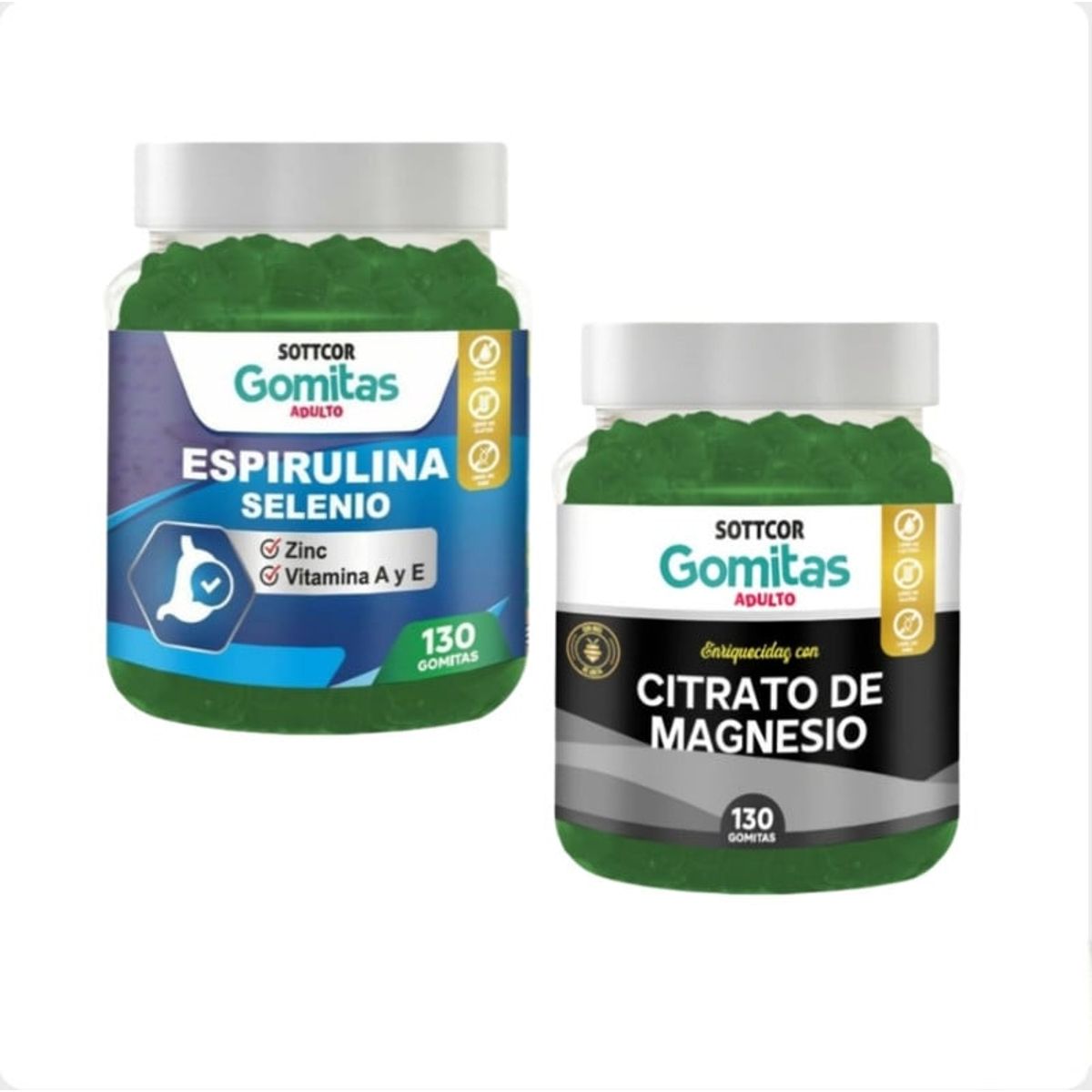 GENERICO - GOMITAS DE CITRATO DE MAGNESIO + ESPIRULINA SELENIO SOTTCOR X2