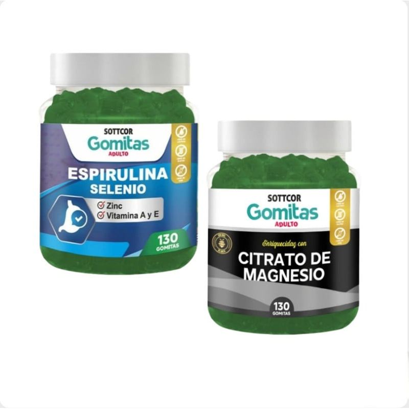 GENERICO - GOMITAS DE CITRATO DE MAGNESIO + ESPIRULINA SELENIO SOTTCOR X2