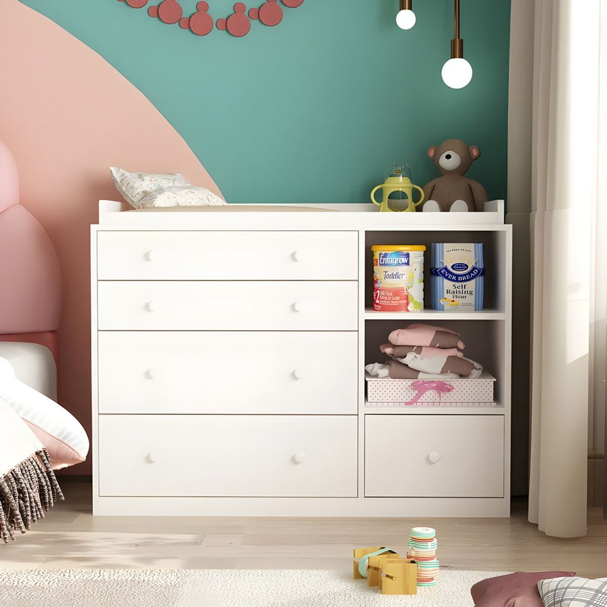 GENERICO - Cómoda Cambiador Para Bebé Amore 5 Cajones Blanco 120 cm Huk