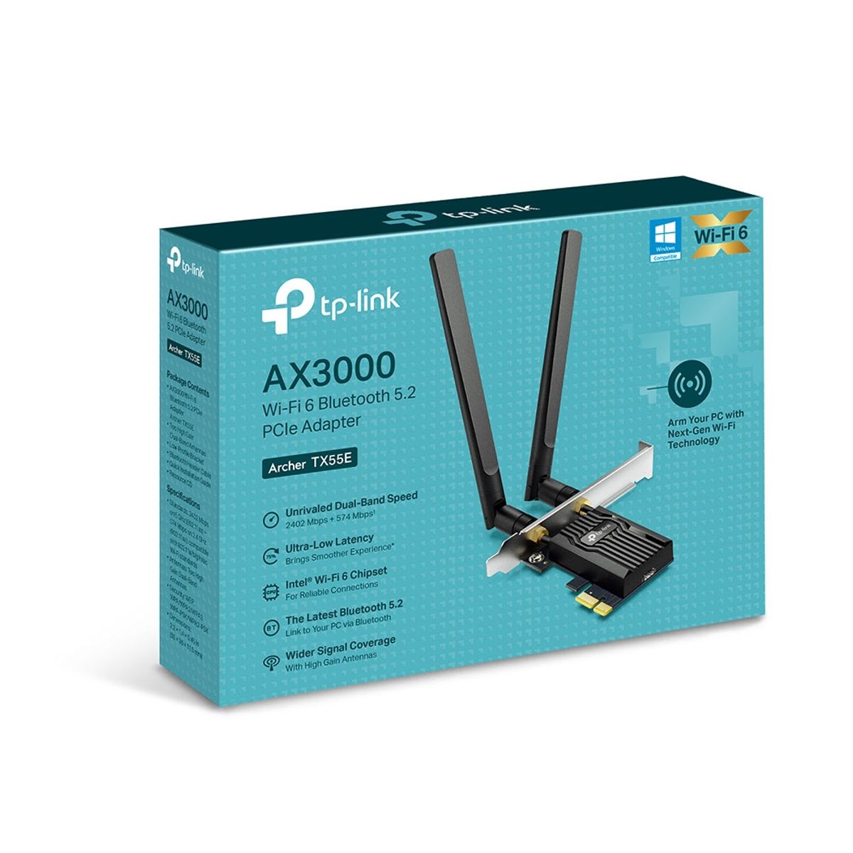 TP LINK - Adaptador TP-LINK PCIe Wi-Fi 6 y Bluetooth 5.2 AX3000 Archer TX55E