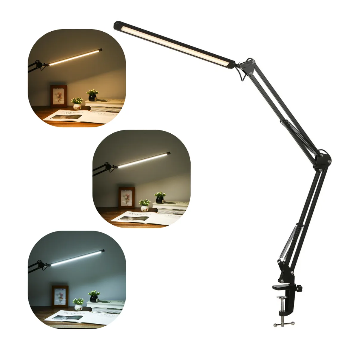 SEISA - Lampara Escritorio Led Estudio Ajustable Con Brazo Flexible