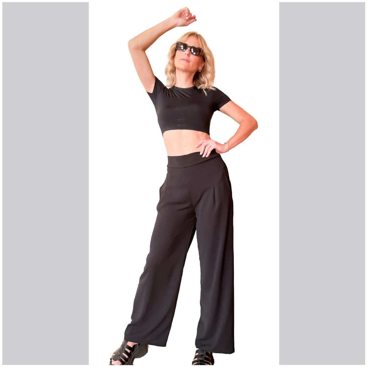 SOLO LEGGINGS - Pantalon Palazzo Asturia Mujer  Solo Basics