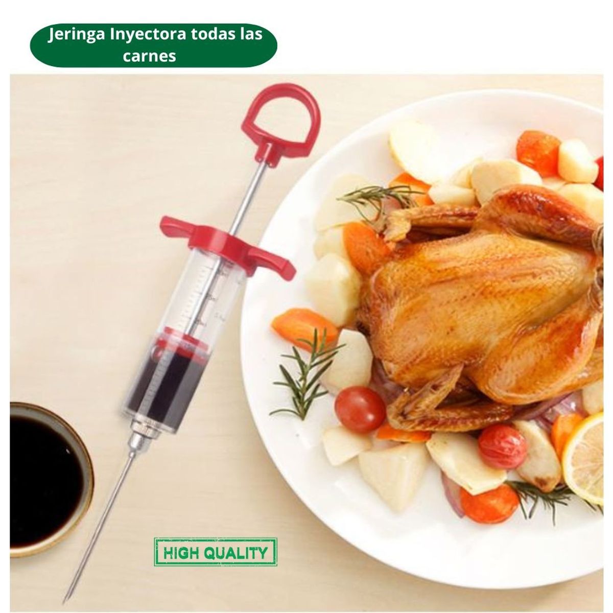 GENERICO - Termómetro de Cocina & Carnes Doble Sonda + Jeriga de Inyección