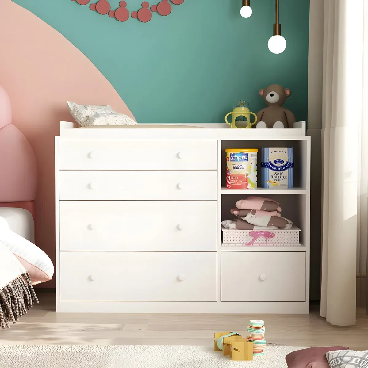 GENERICO - Cómoda Cambiador Para Bebé Amore 5 Cajones Blanco 100 cm Huk