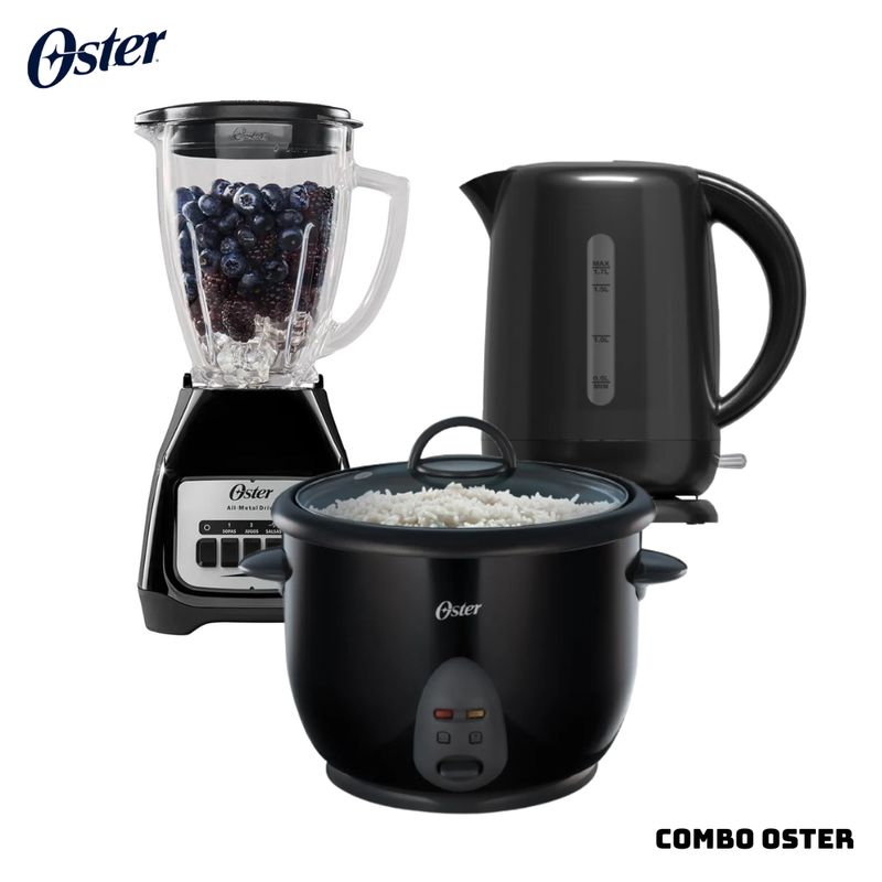 OSTER - COMBO OSTER ARROCERA + HERVIDOR + LICUADORA - NEGRO