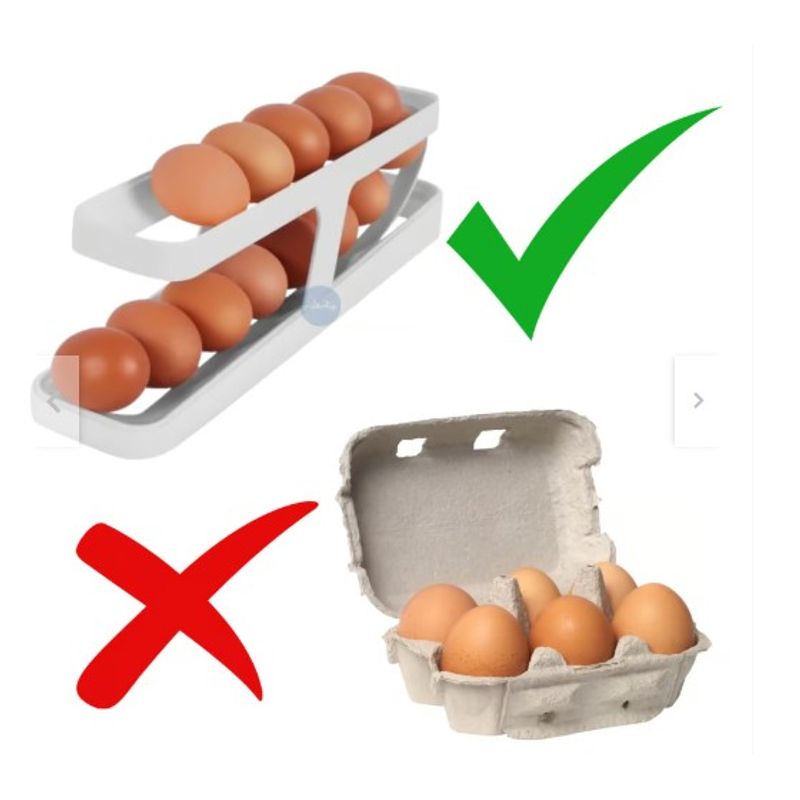 GENERICO - Estante Organizador Huevos Dispensador Rodante 2 Pisos /Automatico
