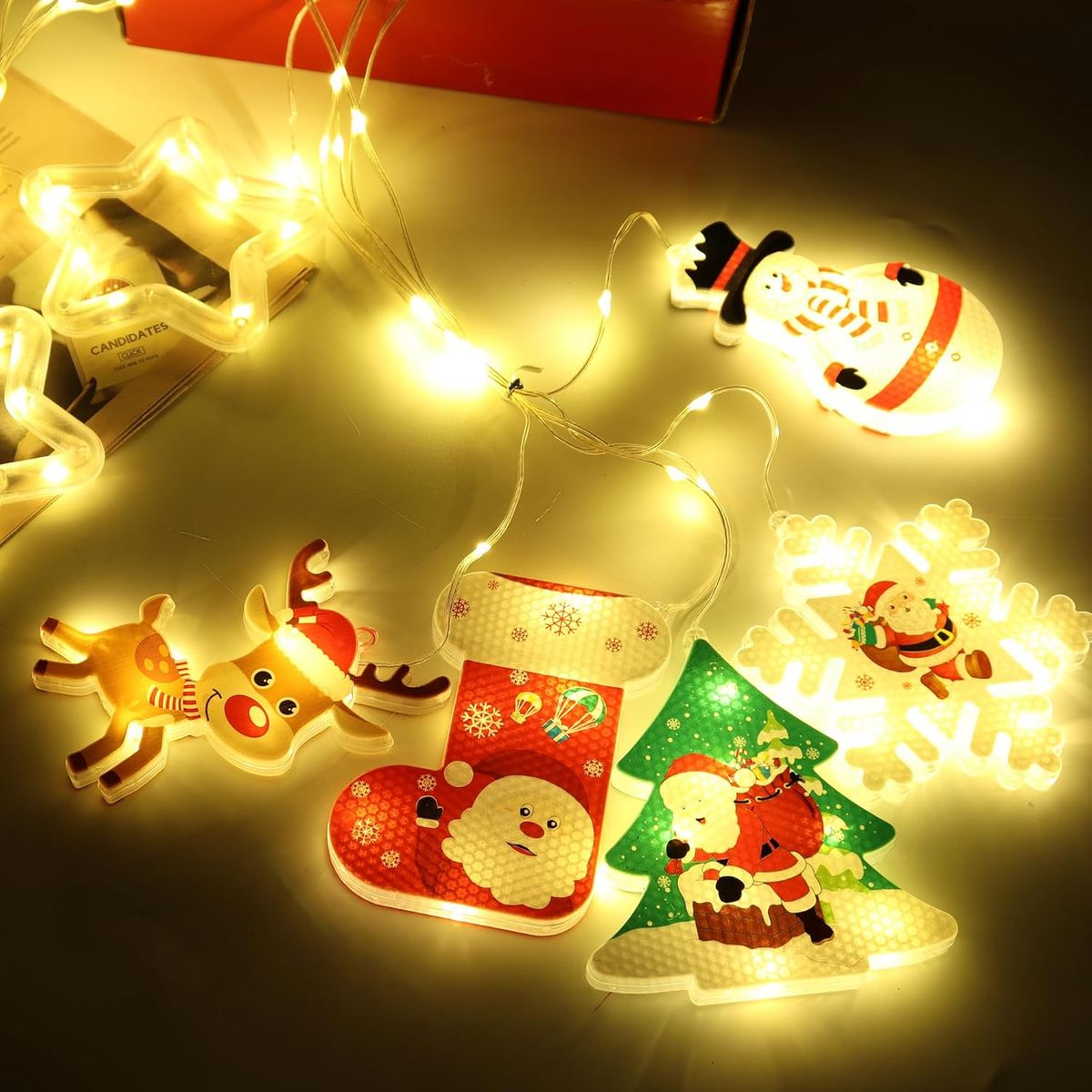 GENERICO - Luces De Navidad Cortina Con Figuras Navideñas 3m en Cálido