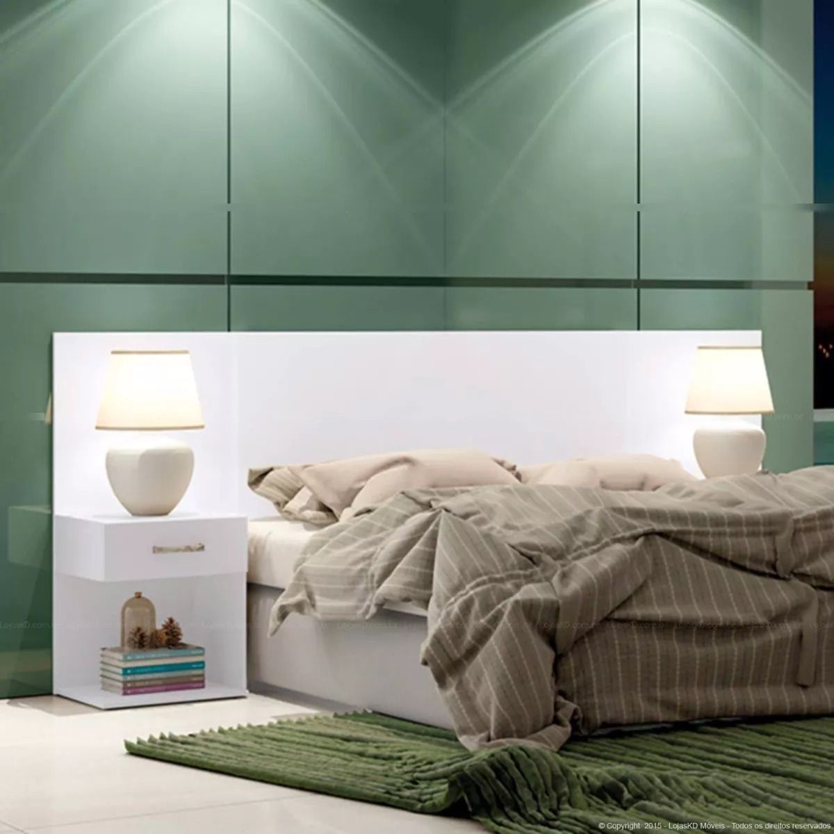 TU MESITA - Cabecera de cama con veladores incluidos Indira color Blanco TU MESITA