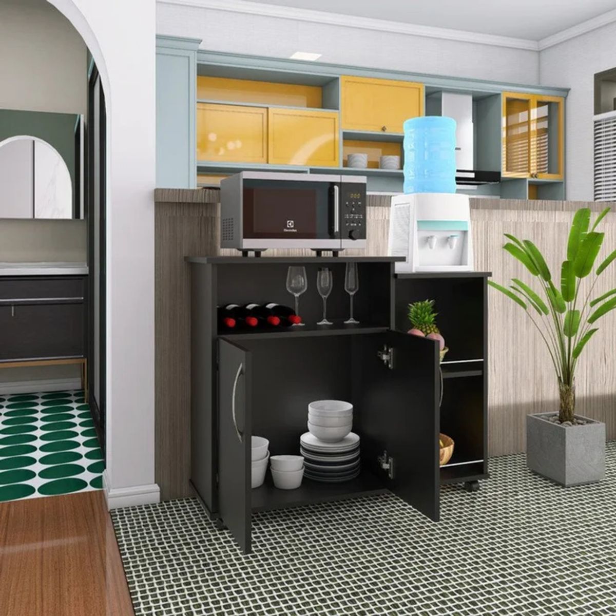 GENERICO - Mueble de Microondas Nilego Negro R&R MUEBLES