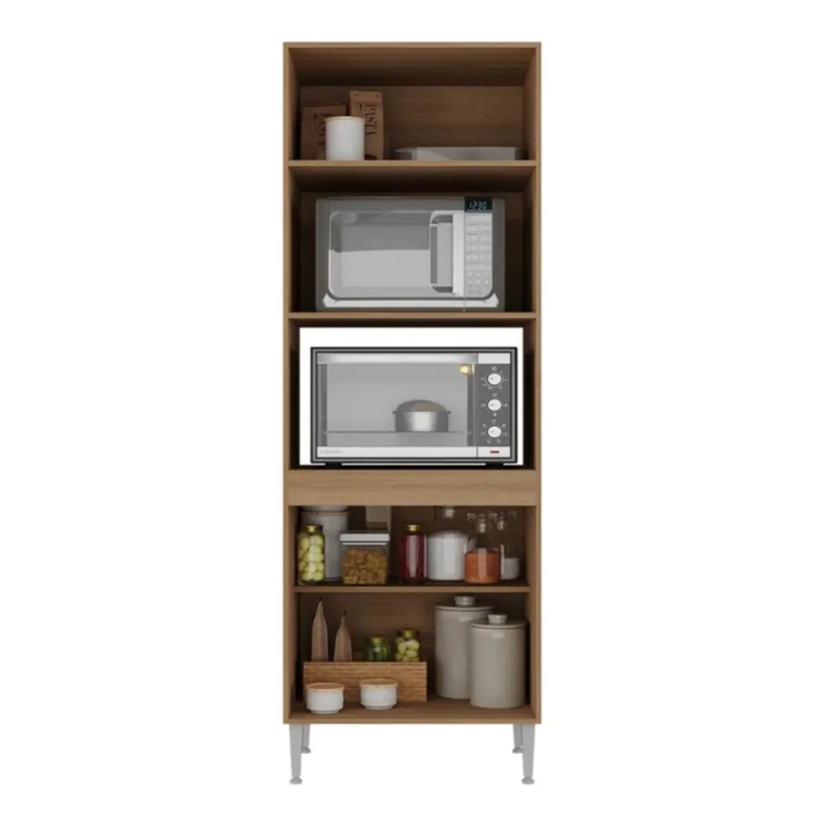 GENERICO - Mueble de Microondas Dongo Blanco y Marrón R&R MUEBLES