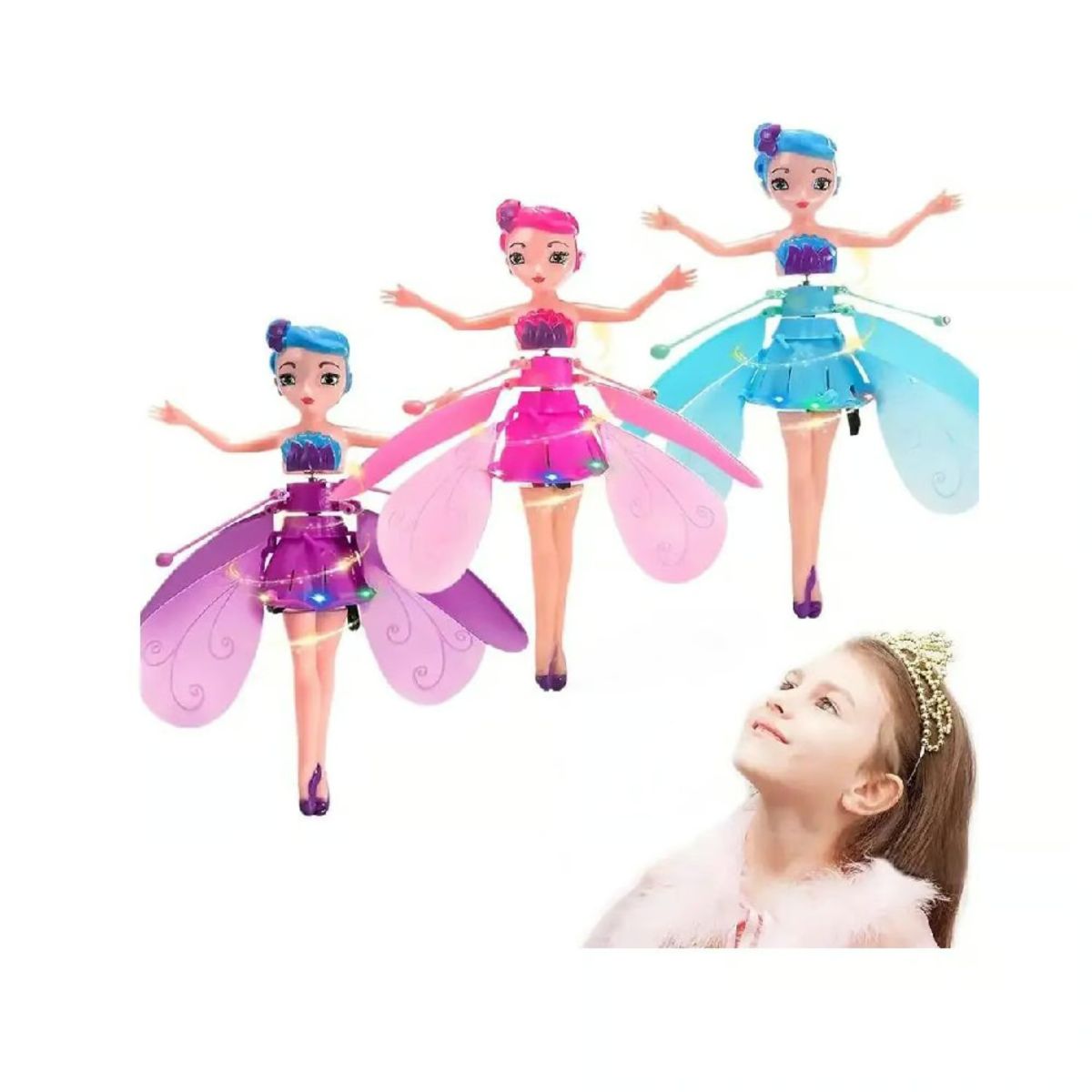 GENERICO - Muñeca Hada Voladora Con Sensor Recargable